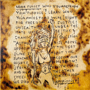 Decolonize & Rebuild NFT/Physical Wood Burning Artwork
